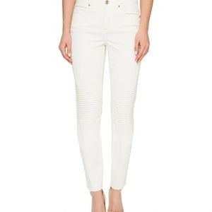 TRIBAL - STRETCH SOFT DENIM BIKER PANTS IN CREAM